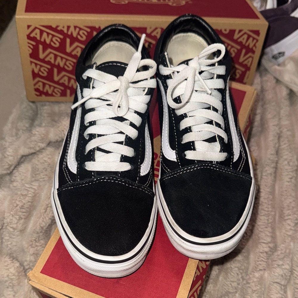 Vans Classic Black and White Lace-Up Shoes